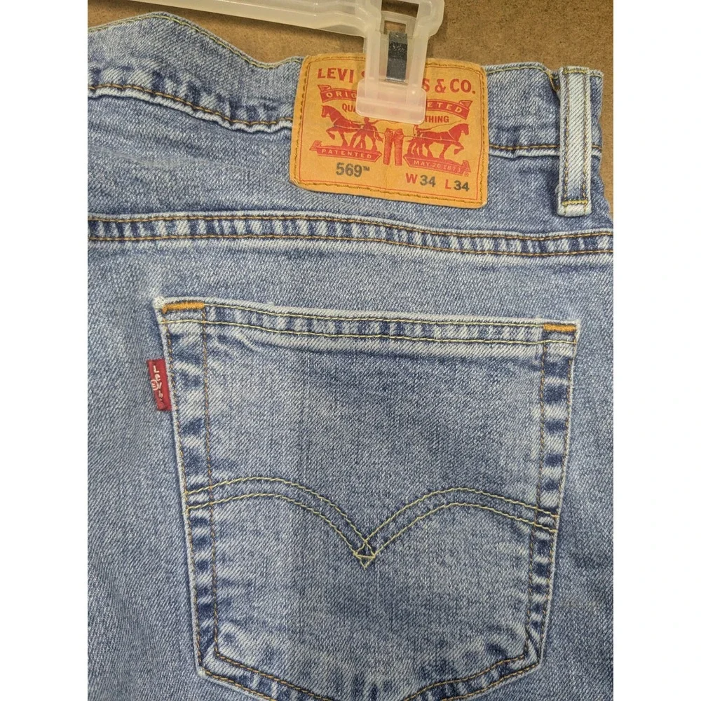 Levis 569 Loose Straight Jeans Light Wash Blue Denim Mens W34 L34
